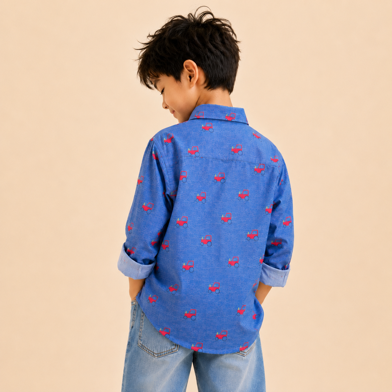 Little Wheels Printed Cotton Shirt for Baby Boys