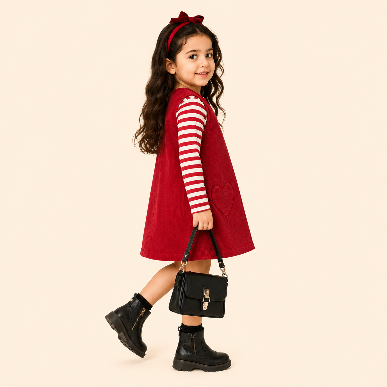 Blush Heart Pinafore & Cherry Cord Pinafore Pink