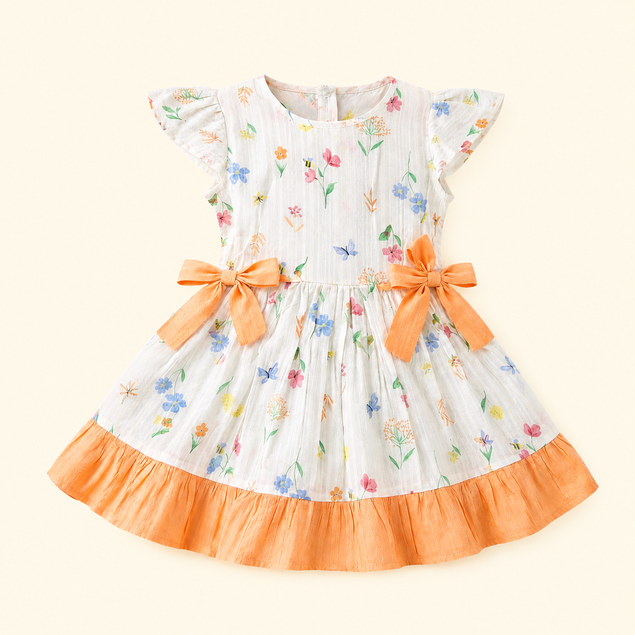 Coral Sunset Printed Cotton Frock for Baby Girls