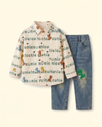 DINO SCRIPT GREEN AND BEIGE