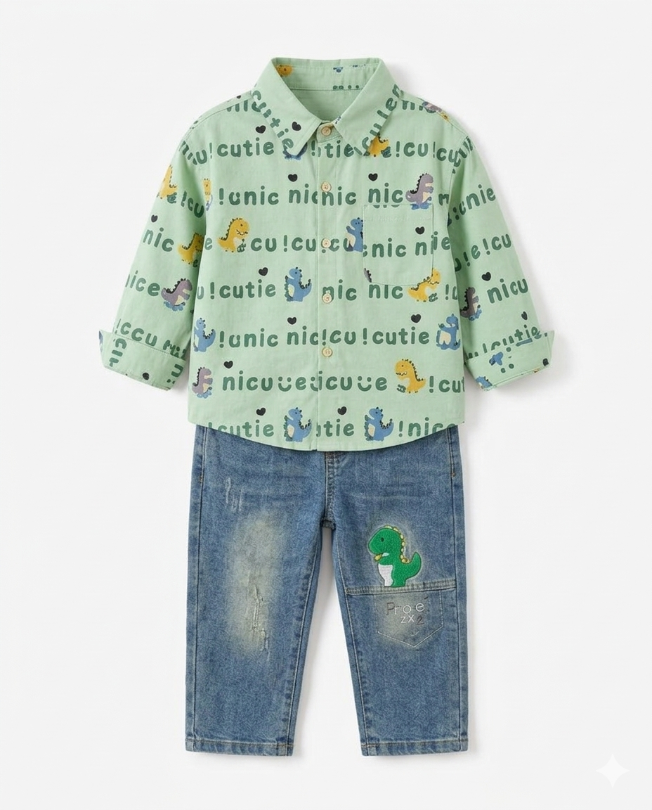 DINO SCRIPT GREEN AND BEIGE