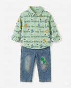 DINO SCRIPT GREEN AND BEIGE