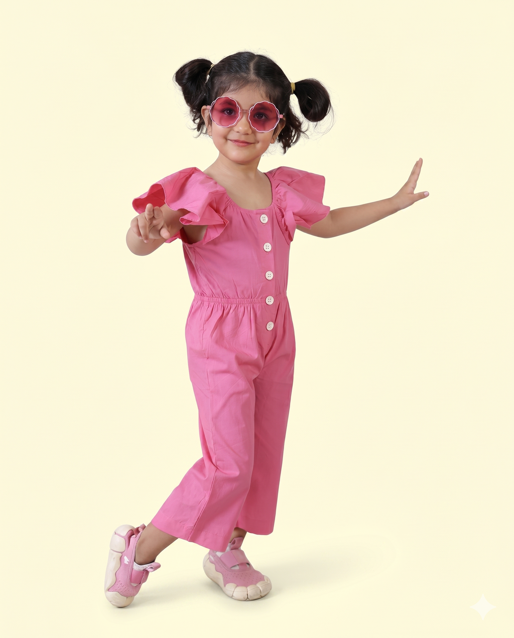 Luna Frill Pink Jumpsuit – Stylish Kids Summer Outfit