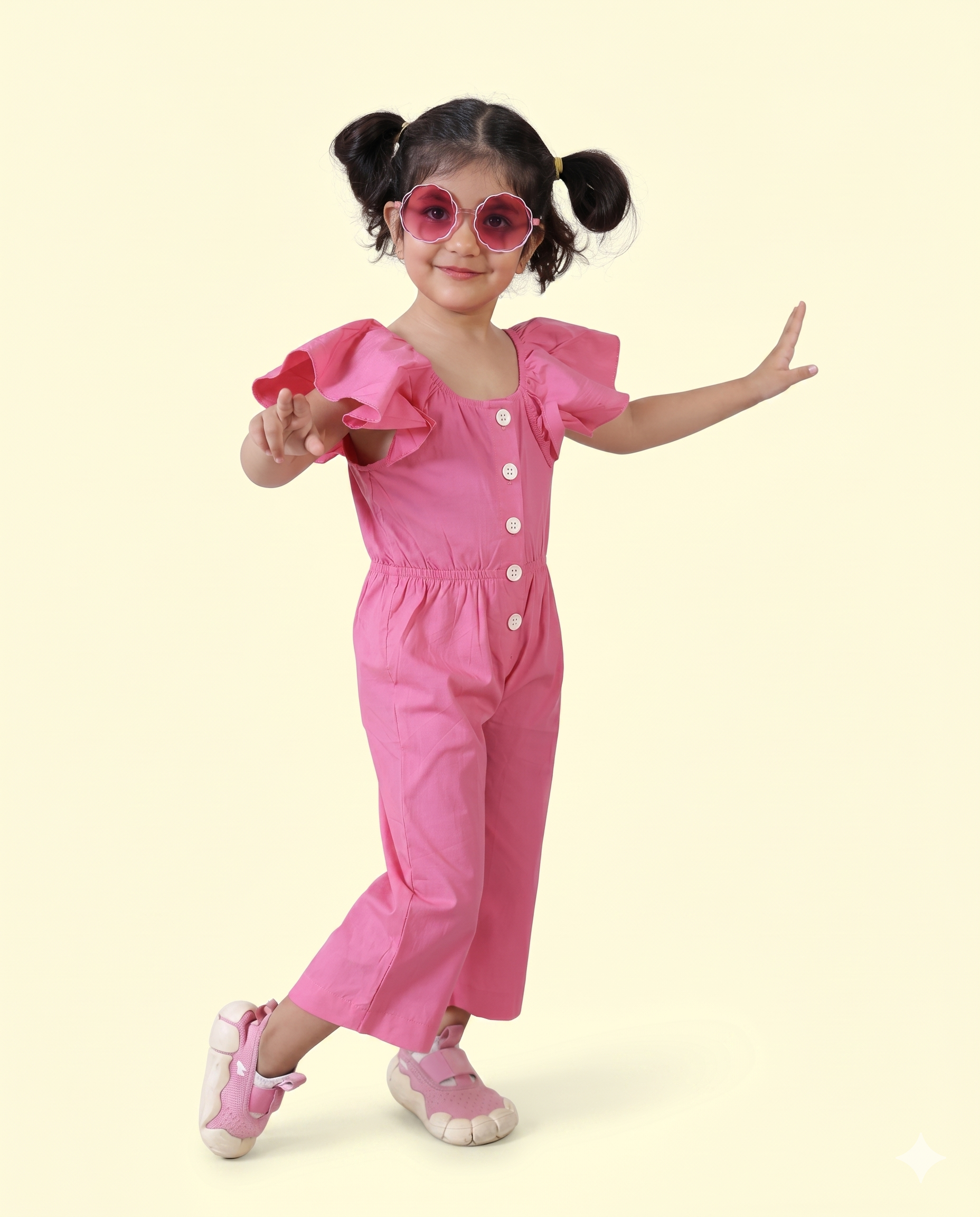 Luna Frill Pink Jumpsuit – Stylish Kids Summer Outfit