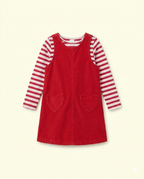 Blush Heart Pinafore & Cherry Cord Pinafore