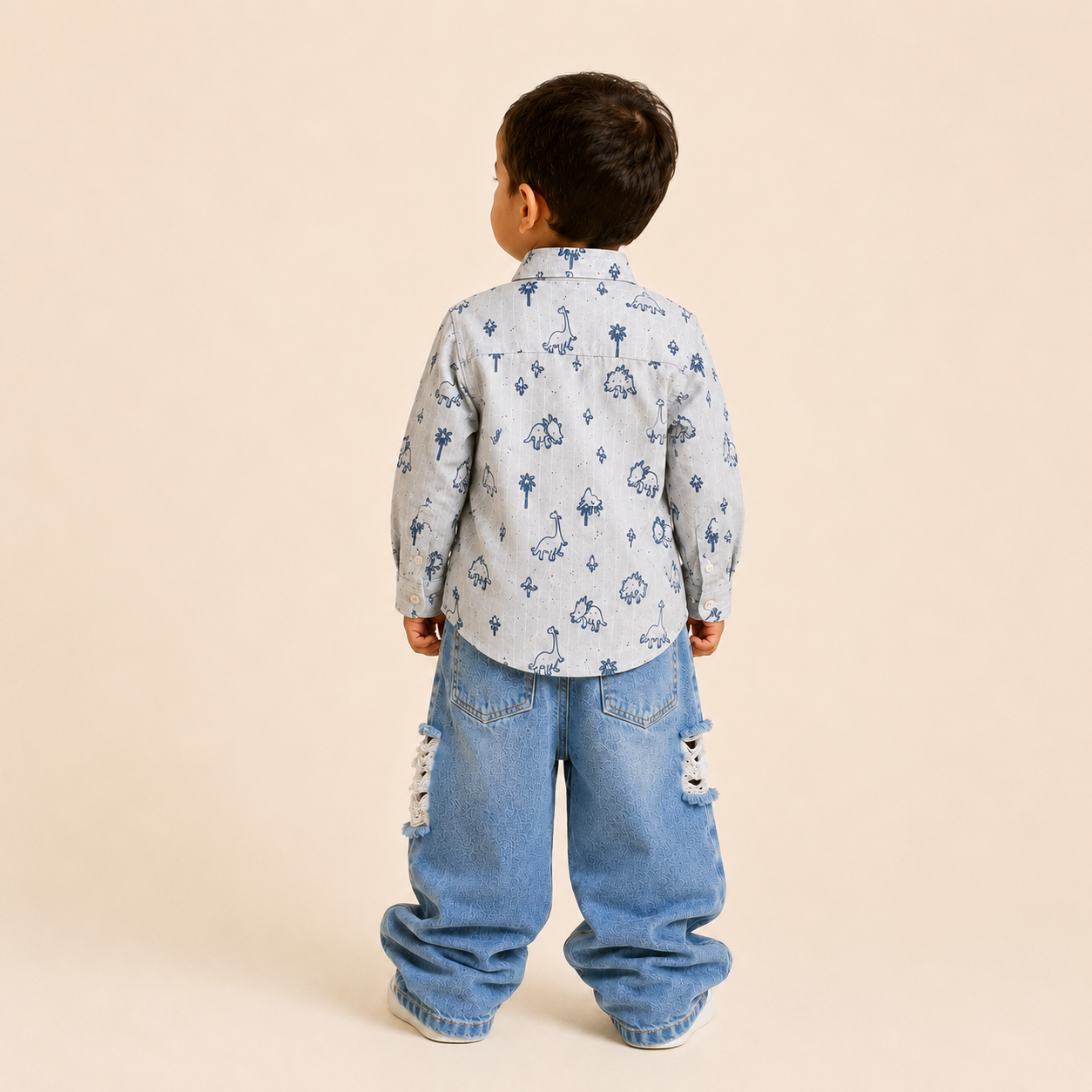 Dino Adventure Printed Cotton Shirt for Baby Boys