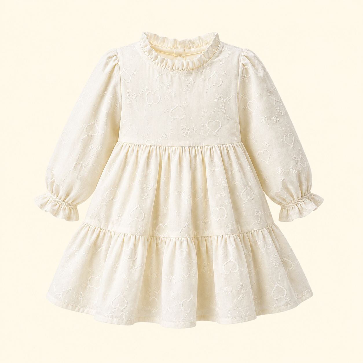 Girls Ivory Tiered Winter Dress with Faux Leather Vest