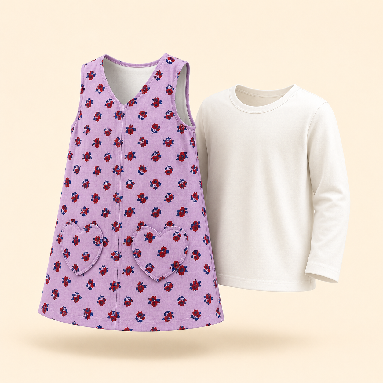 Blush Heart Pinafore & Cherry Cord Pinafore Pink