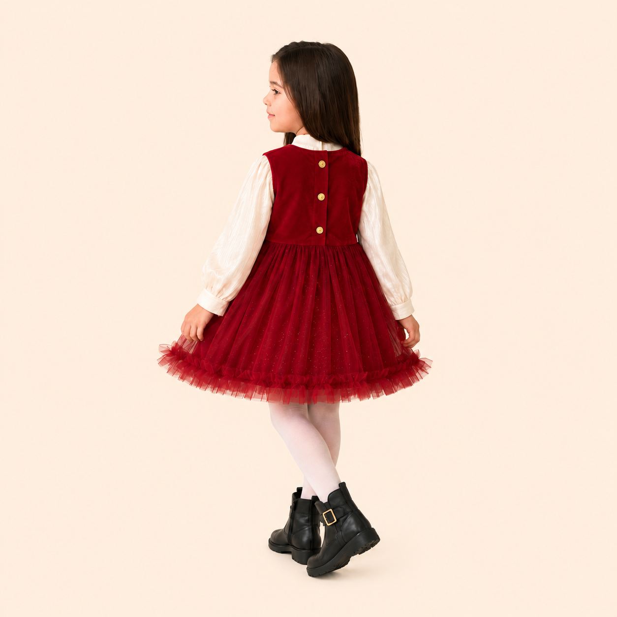 Girls Scarlet Bow Tulle Party Dress