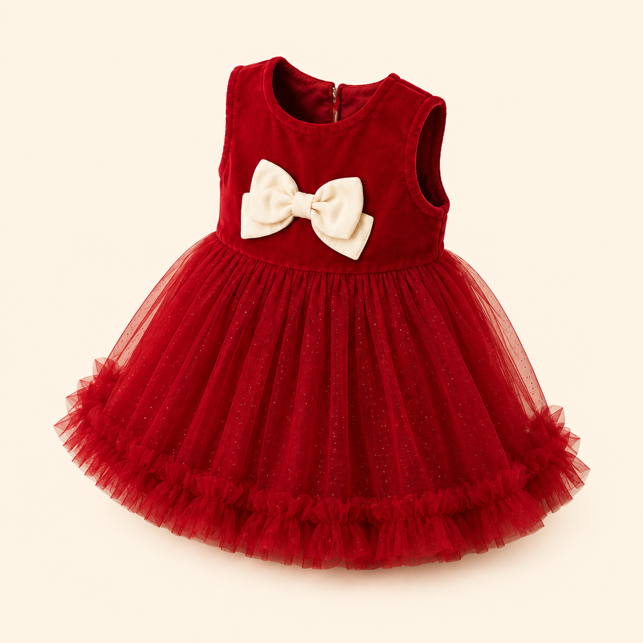 Girls Scarlet Bow Tulle Party Dress