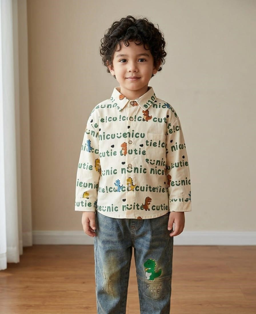 DINO SCRIPT GREEN AND BEIGE