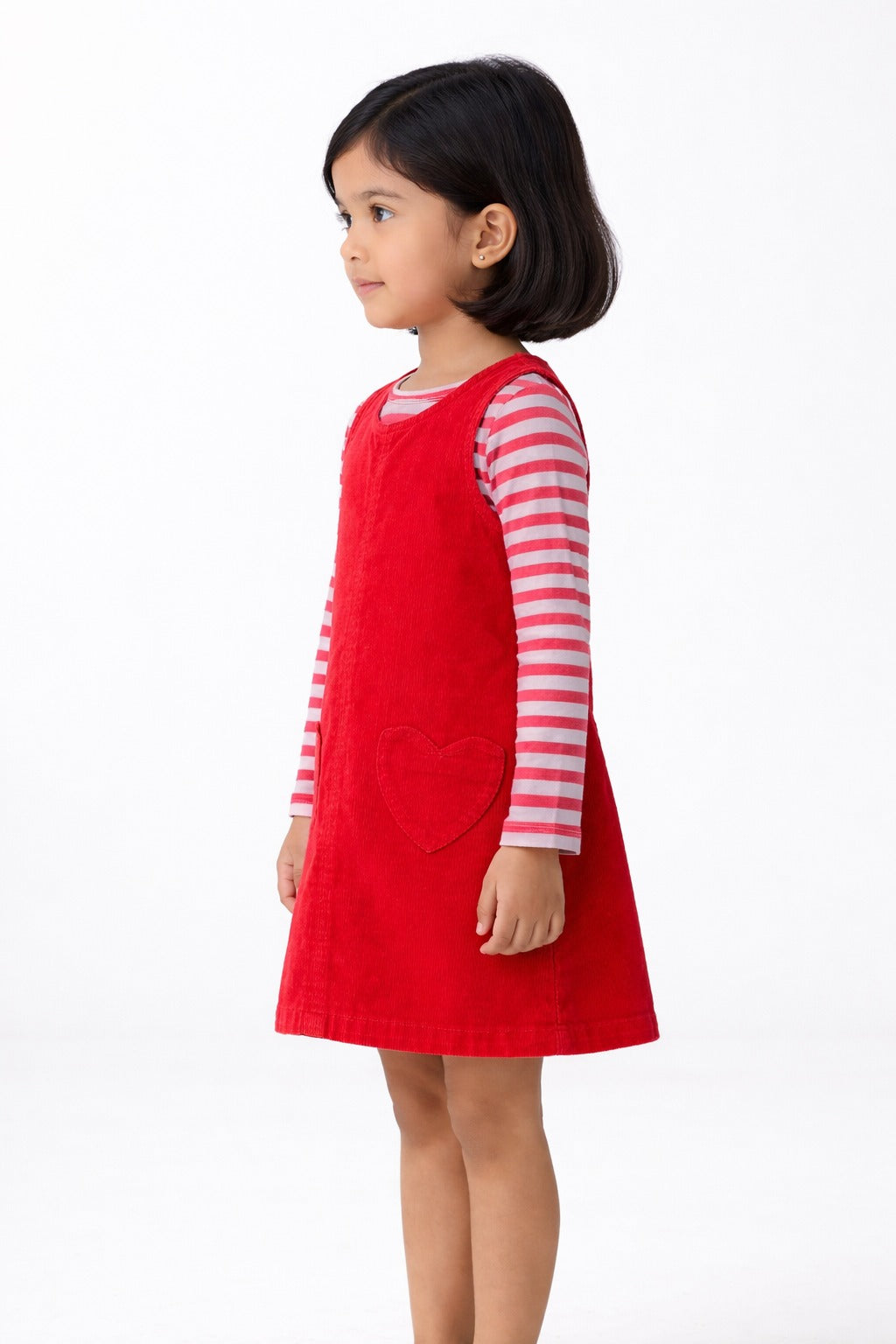 Blush Heart Pinafore & Cherry Cord Pinafore