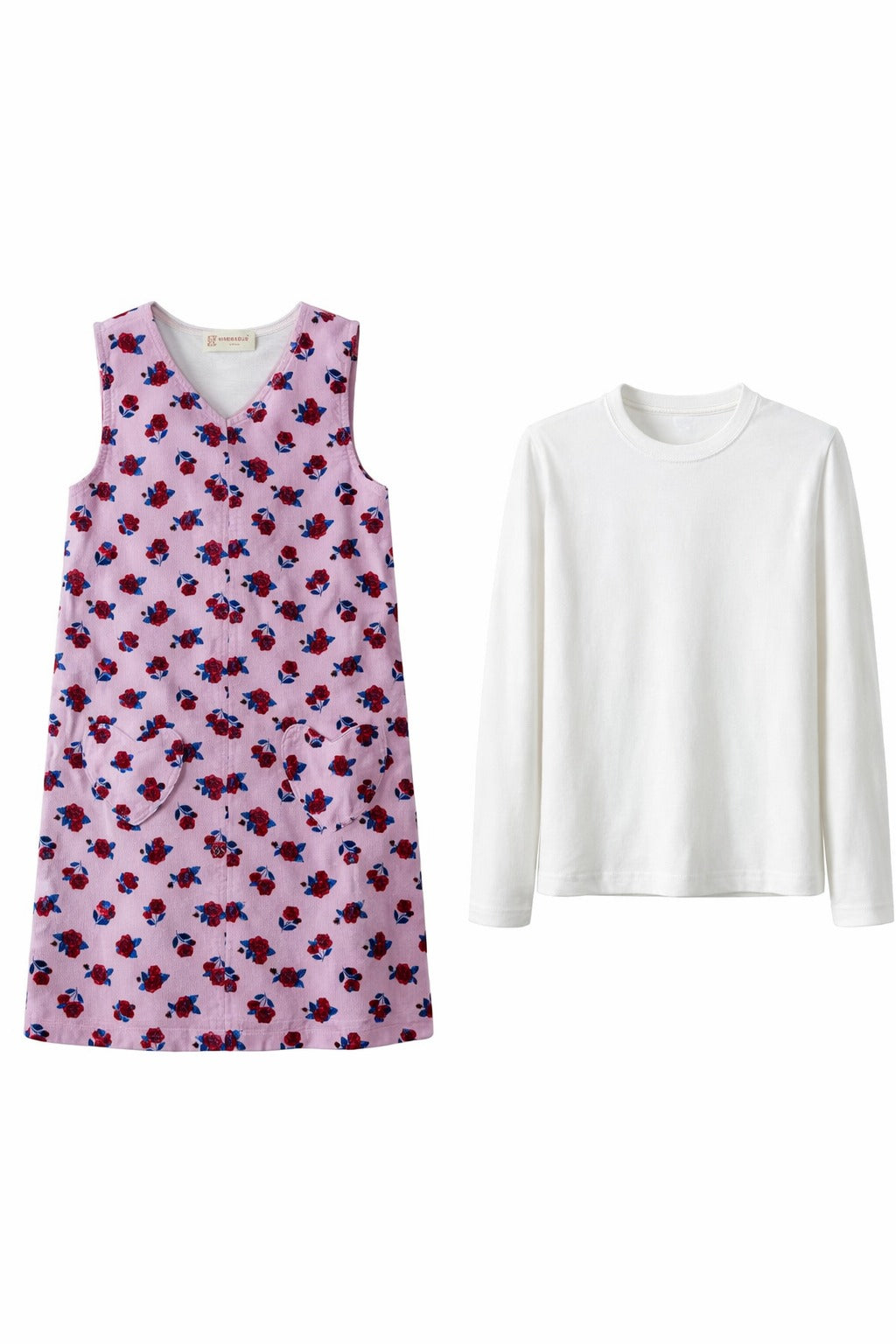 Blush Heart Pinafore & Cherry Cord Pinafore