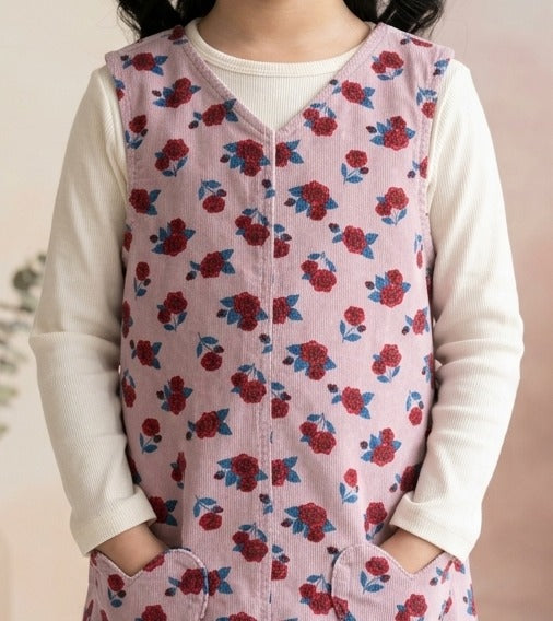 Blush Heart Pinafore & Cherry Cord Pinafore